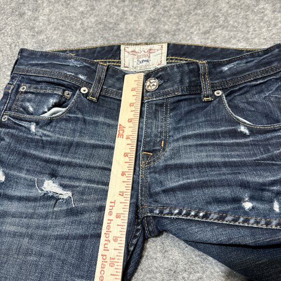 Big Star Sophie Distressed Bootcut Jeans Women's Size 28R Dark Blue Denim - Picture 4 of 9